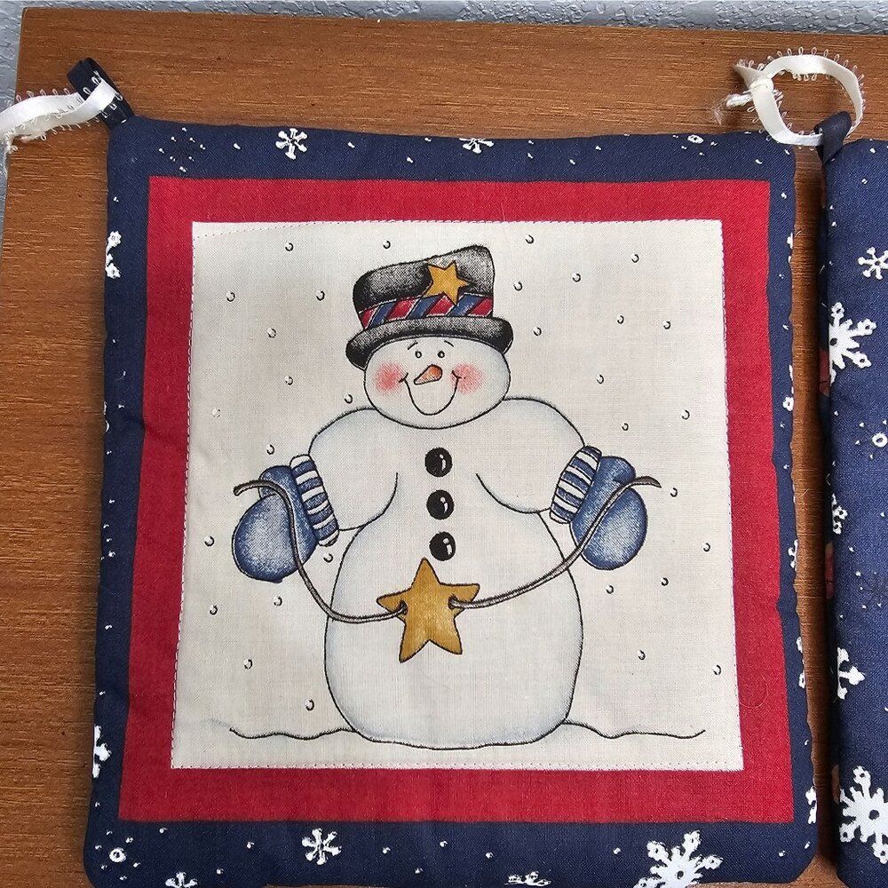 Potholders Handmade Christmas Snowman Set of 2 - Picture 2 of 7